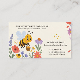 Carte De Visite Petite Abeille Occupée dans un Jardin Fleuri