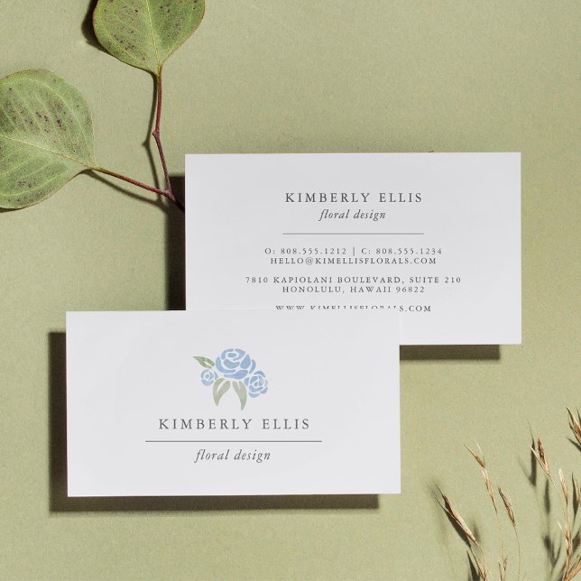 Carte De Visite Petite Bouquet | Aquarelle bleue Florale (Créateur téléchargé)