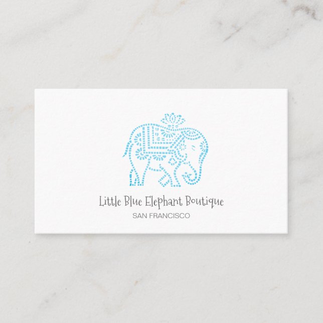 Carte De Visite Petite boutique Eléphant Bleu et bébé (Devant)