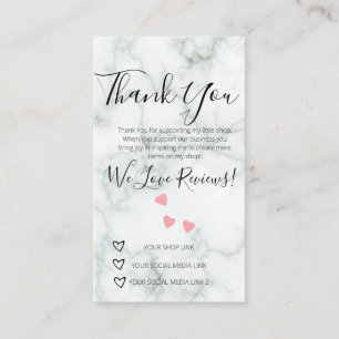 Carte De Visite Petite entreprise Merci Boutique Commentaire coeur
