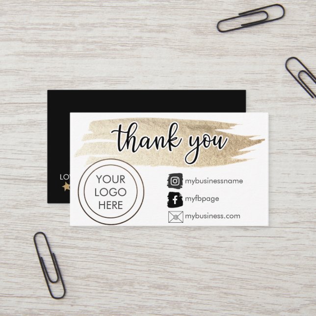 Carte De Visite petite entreprise, merci, Paquet insert, Petite (Devant/Arrière en situation)