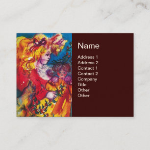 Carte De Visite PETITE FILLE, CHAT ET JOLIE DOLL JAUNE Brown