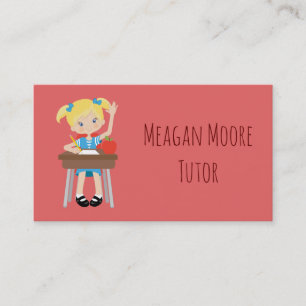 Carte De Visite Petite fille Tutoring rose au bureau