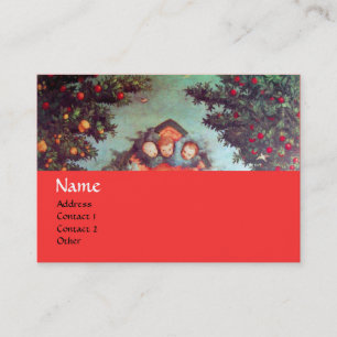 Carte De Visite PETITES ANGES MONOGRAM antique bleu rouge jaune