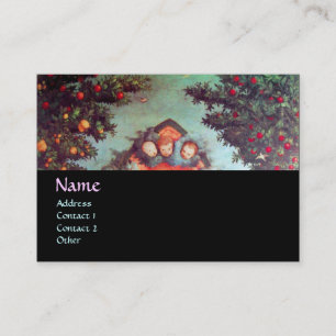 Carte De Visite PETITES ANGES MONOGRAM antique bleu rouge noir