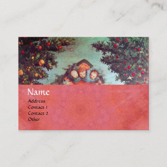 Carte De Visite PETITES ANGES MONOGRAM antique bleu rouge rose (Devant)