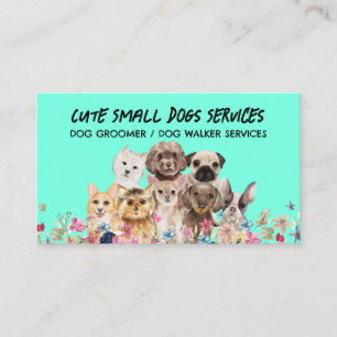 Carte De Visite Petits chiens verts toilettant boutique animal de 