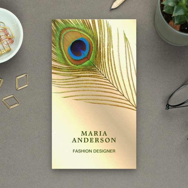 Carte De Visite Pétoncle indien vert d'huile d'or Faux Cream (Créateur téléchargé)