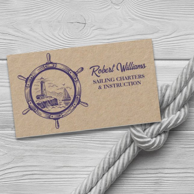 Carte De Visite Phare de Plage Côtière Bateau Voile Nautique (Coastal Beach Lighthouse Boating Sailing Nautical Business Card)