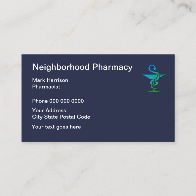 Carte De Visite Pharmacie et pharmacien de voisinage (Devant)