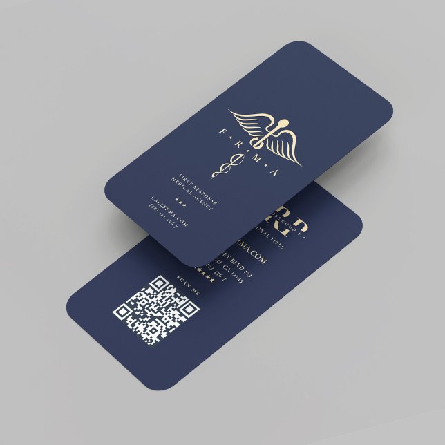 Carte De Visite Pharmacie moderne Agence Médicale Dark Blue Gold (Modern Pharmacy Medical Agency Dark Blue Gold Business Card
)