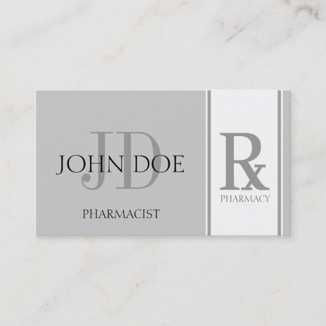 Carte De Visite Pharmacien/argent pharmacie de prescription (Devant)