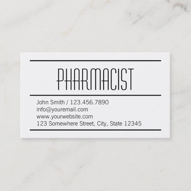 Carte de visite Pharmacien blanc moderne (Devant)