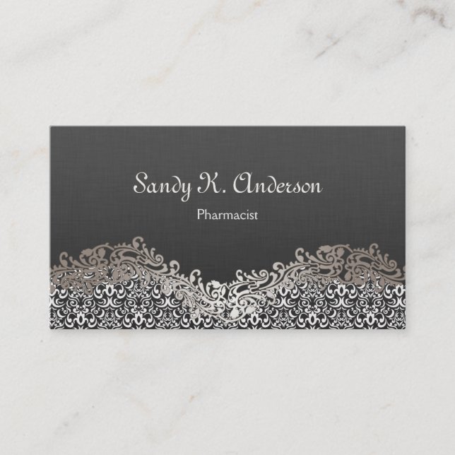 Carte De Visite Pharmacien - Elegant Damask Lace (Devant)