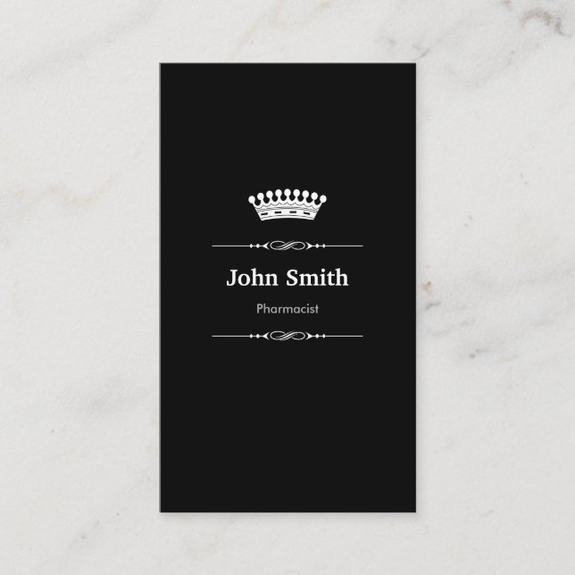 Carte De Visite Pharmacien Elegant Royal Black White (Devant)