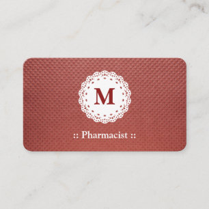 Carte De Visite Pharmacien Lace Monogram Maroon