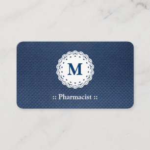 Carte De Visite Pharmacien Lace Monogram Motif bleu