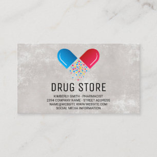 Carte De Visite Pharmacien   Logo d'ouverture de la pilule de méde