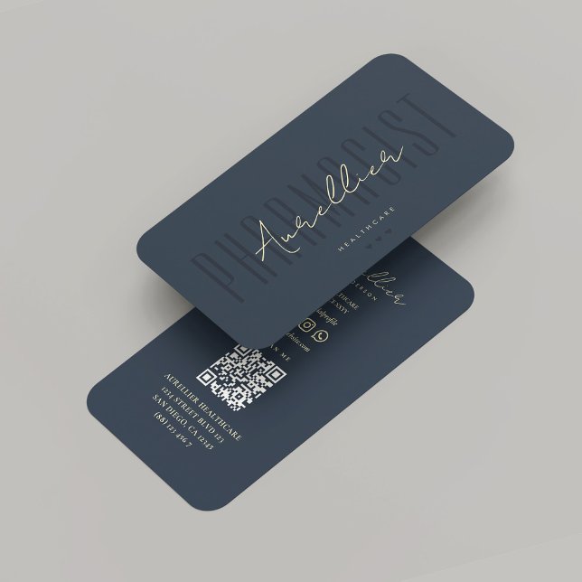 Carte De Visite Pharmacien moderne Healthcare Professional Blue (Modern Pharmacist Healthcare Pharmacy Monogram Professional Blue Business Card
)