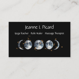 Carte De Visite Phase de la lune d'aquarelle avec étoiles