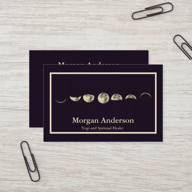 Carte De Visite Phases de Pleine lune de Wax Lunaire (Devant/Arrière en situation)