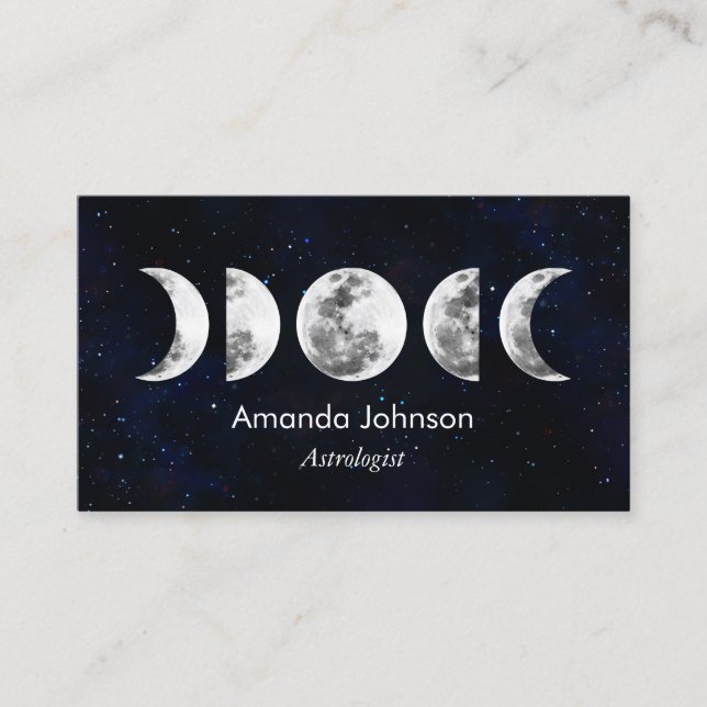 Carte De Visite Phases Lune Astrologie Yoga Holistic Healer (Devant)