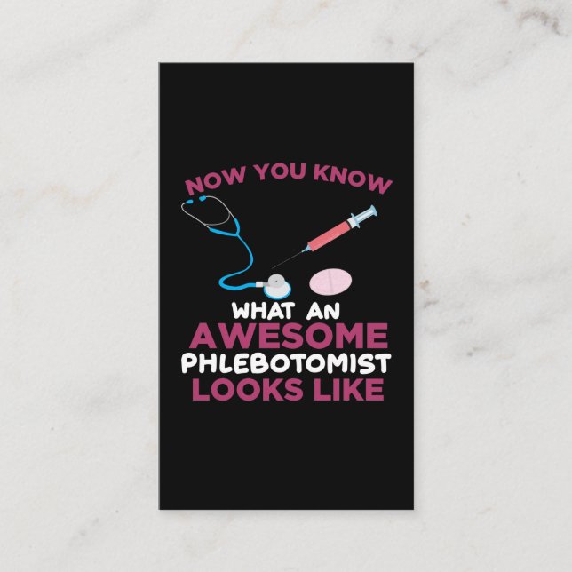 Carte De Visite Phlebotomiste Blood Venipuncture Vein Phlebotomy (Devant)