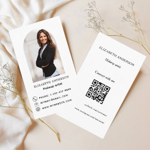 Carte De Visite Photo arch Qr social media white black premium