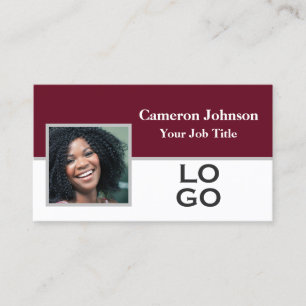 Carte De Visite Photo avec logo personnalisé sur bordeaux