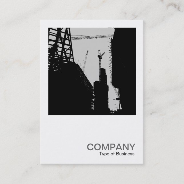 Carte De Visite Photo carré 0107 - En construction - Gris (Devant)