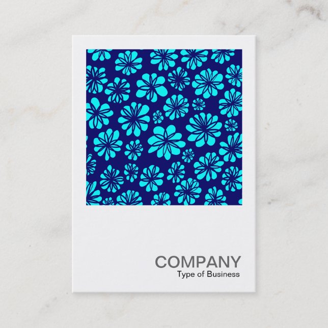Carte De Visite Photo carré 0265 - Cyan et fleurs de marine (Devant)