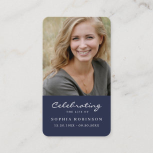 Carte De Visite Photo Célébration de la vie funéraire Prière bleue
