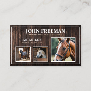 Carte De Visite Photo Cheval en Bois Brown contemporain Equine