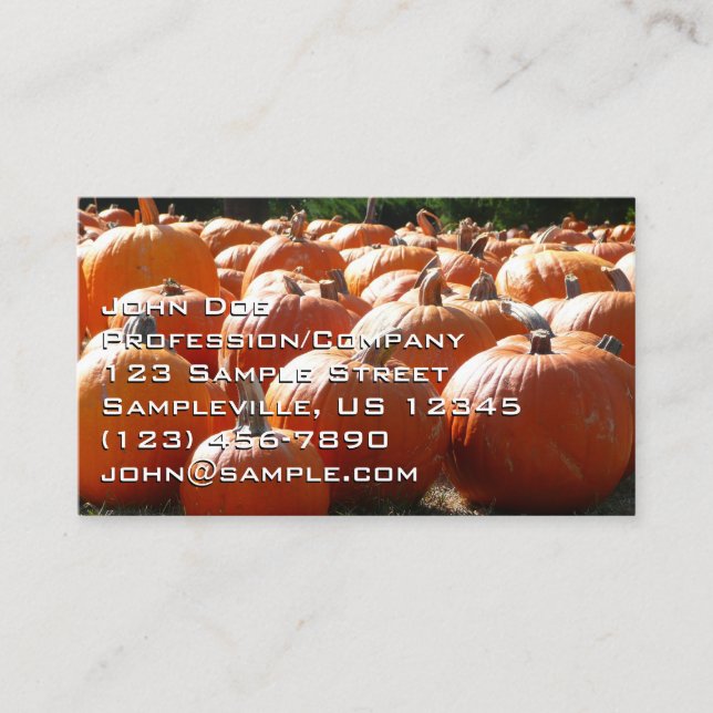 Carte De Visite Photo citrouille pour automne, Halloween ou Thanks (Devant)