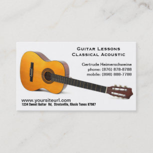 Carte De Visite Photo classique de guitare acoustique - leçons de