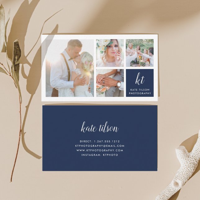 Carte De Visite Photo Collage & Calligraphie Monogramme Photograph (Créateur téléchargé)