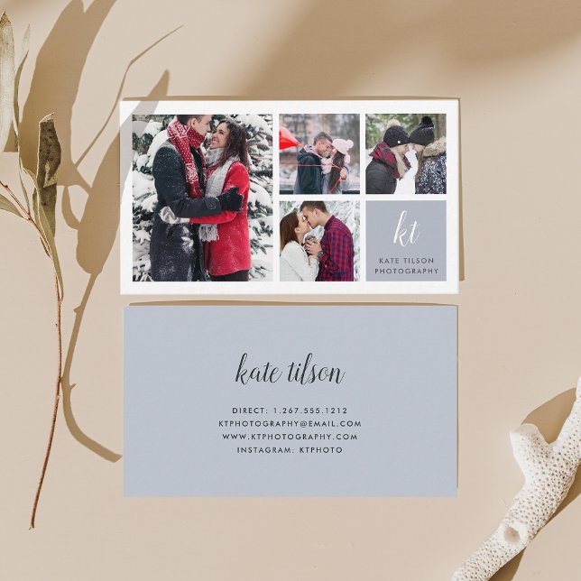 Carte De Visite Photo Collage & Calligraphie Monogramme Photograph (Créateur téléchargé)