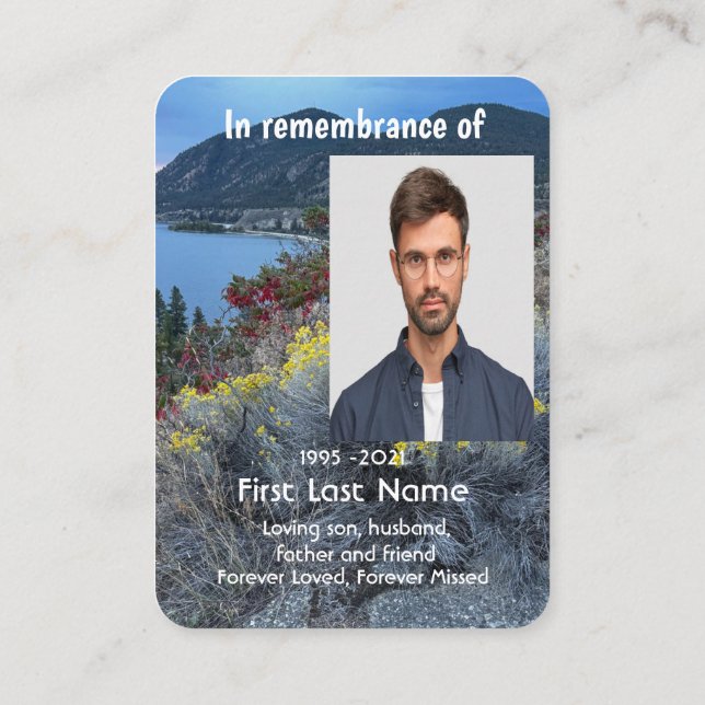 Carte De Visite Photo commémorative Keepsaké Fleurs du lac Mountai (Dos)