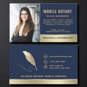 Carte De Visite Photo d'agent de signature de notaire mobile class