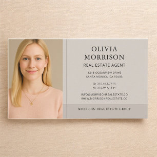 Carte De Visite Photo d'agent immobilier Taupe Neutre