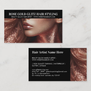 Carte De Visite Photo d'artiste coiffeur Rose Gold Glit
