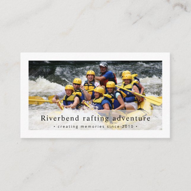 Carte de visite photo d'aventure en rafting en bat (Devant)