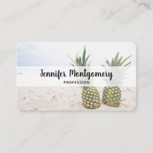 Carte De Visite Photo de 2 ananas sur une plage