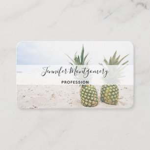 Carte De Visite Photo de 2 ananas sur une plage