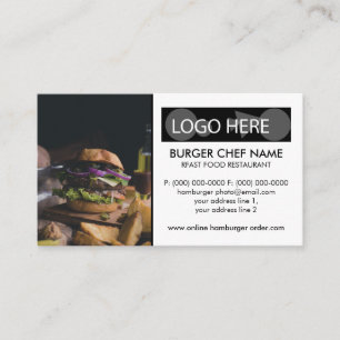 Carte De Visite Photo de Burger Fast Food