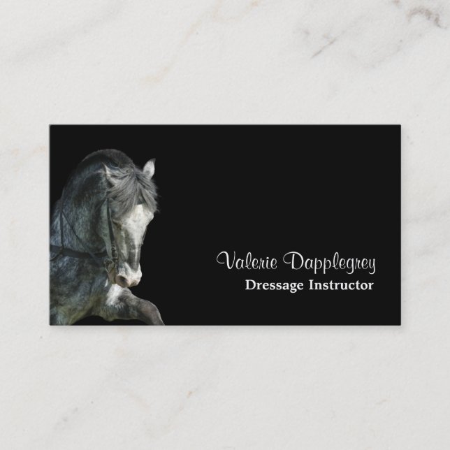 Carte De Visite Photo de cheval de dressage (Devant)