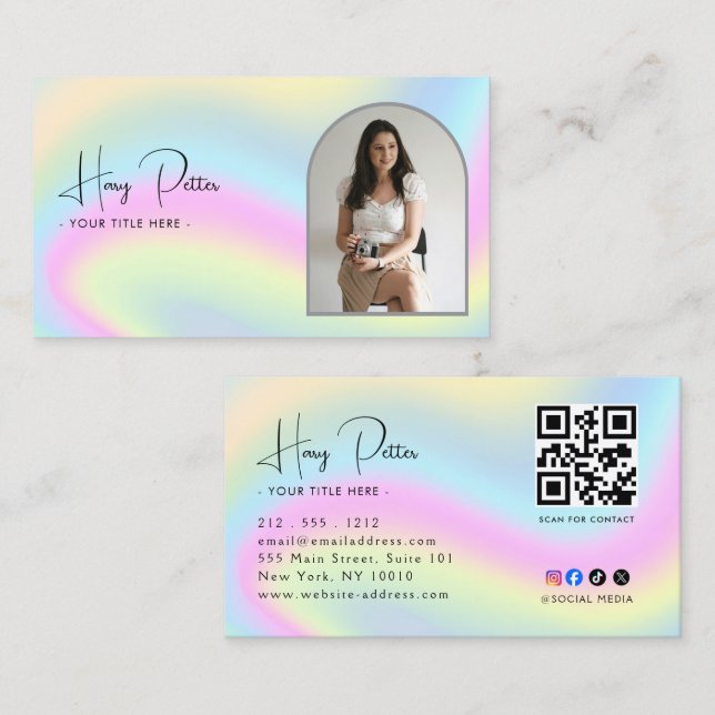 Carte De Visite Photo de code QR professionnel  (Devant / Derrière)