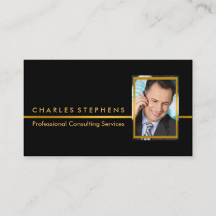 Carte De Visite Photo de consultation professionnelle d'or simple