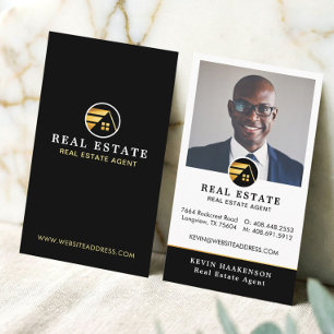 Carte De Visite Photo de courtier immobilier professionnel Black G