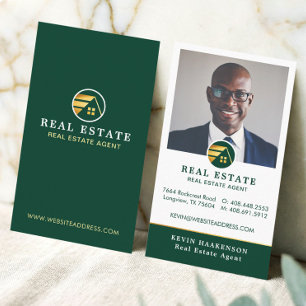 Carte De Visite Photo de courtier immobilier professionnel Green G